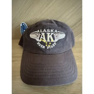 Vintage Alaska AK Bush Pilot Hat Brown Canvas Baseball Cap Arctic Circle Cotton